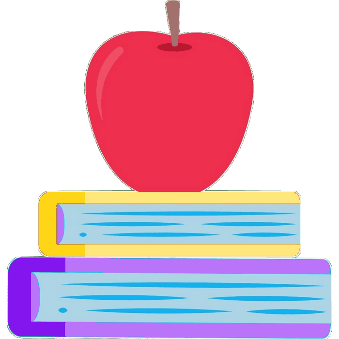 Rysunek jabłka na książkach